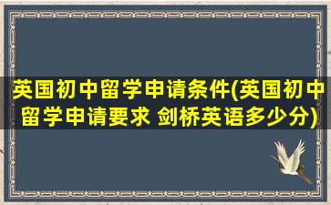 英国初中留学申请条件(英国初中留学申请要求 剑桥英语多少分)